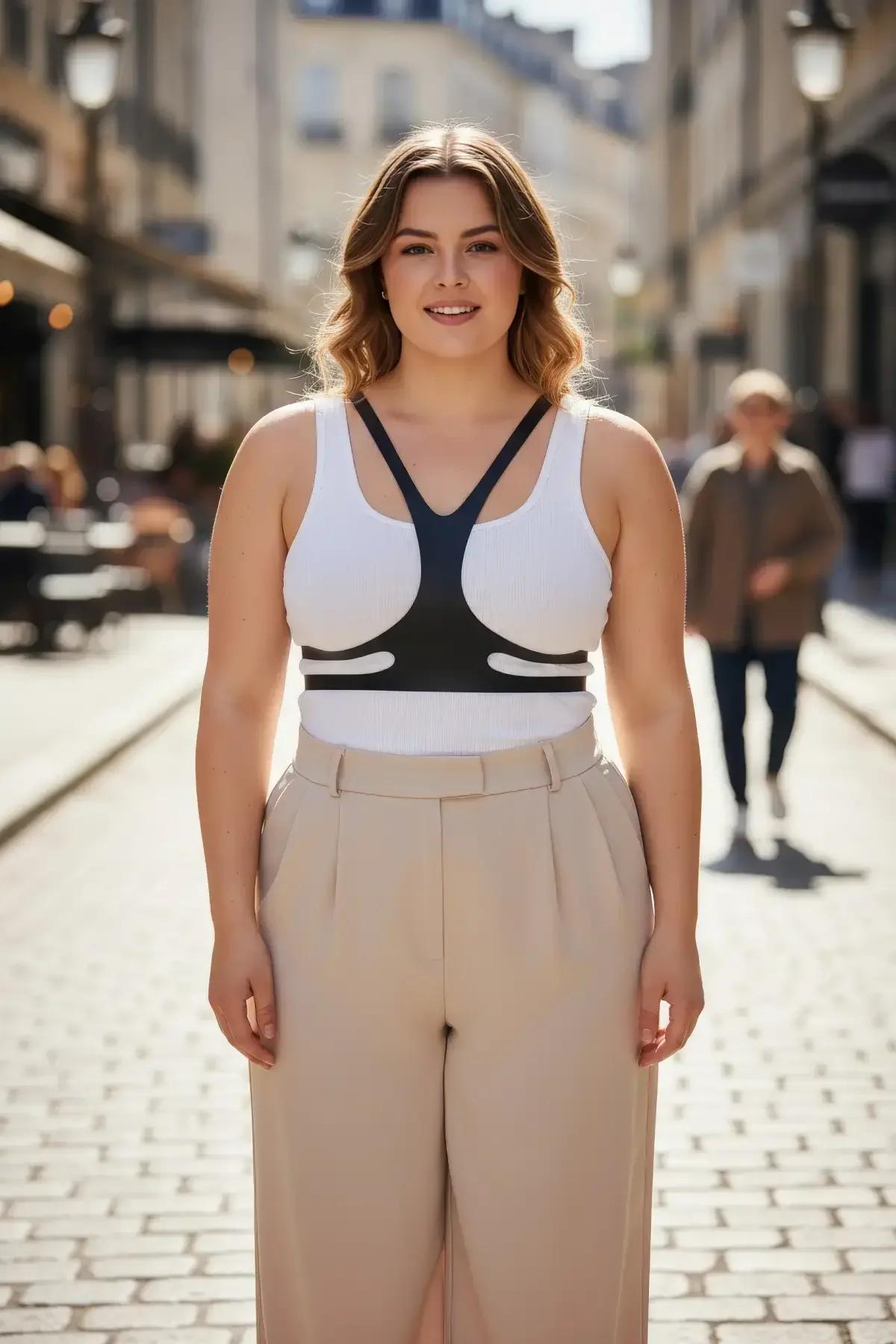 ខ្សែពាក់ទ្រូងស្បែកសិប្បនិម្មិតបែបសាមញ្ញ ពាក់ពីលើ