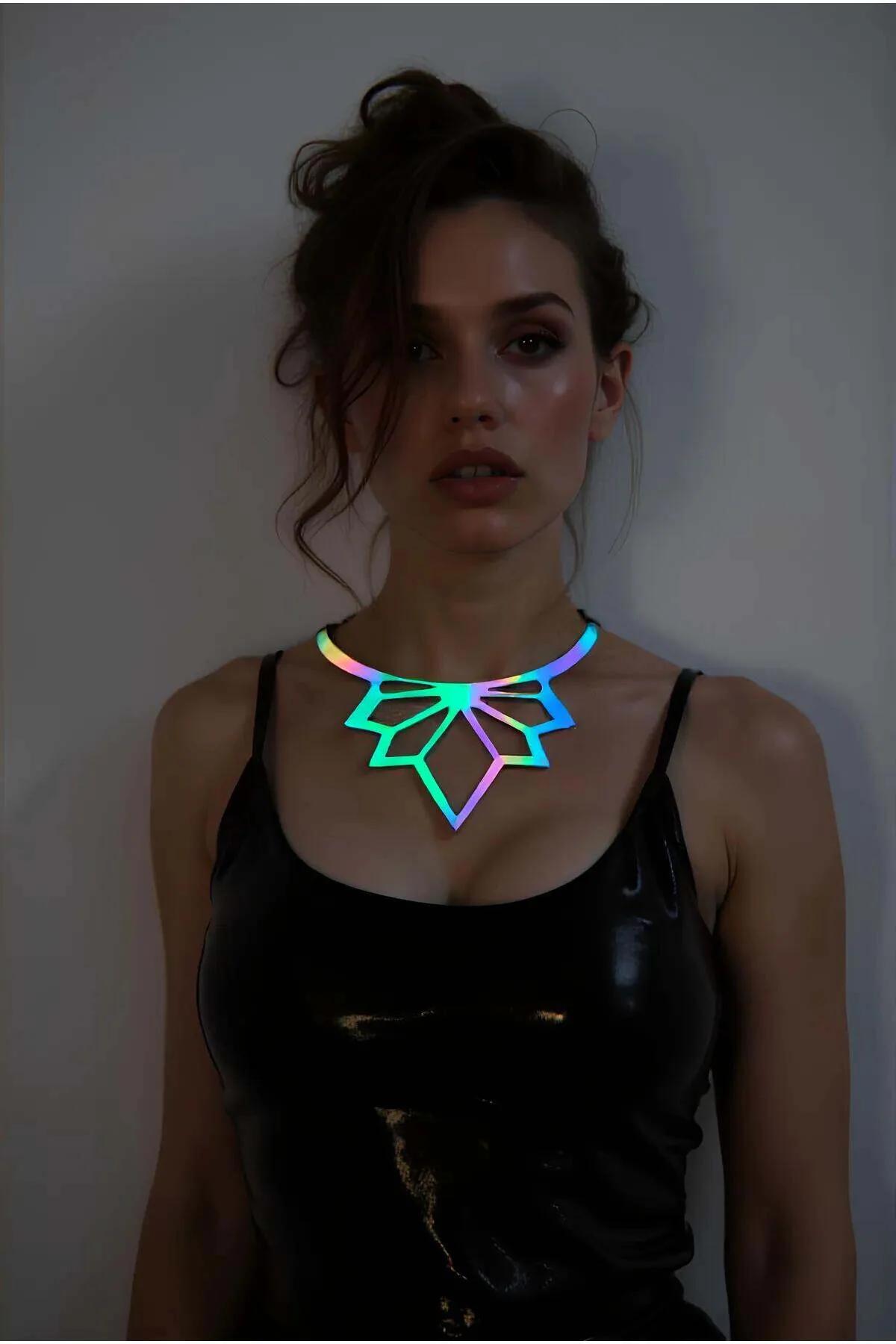 Neon LED Starburst Choker Necklace