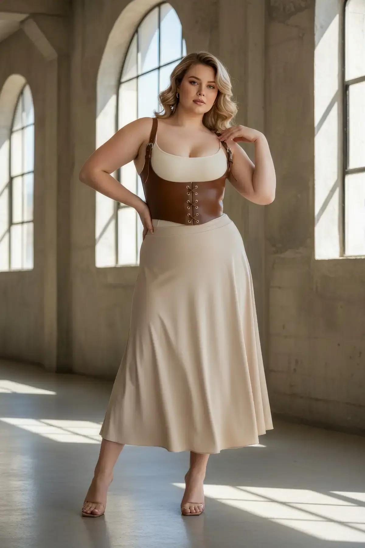 ខ្សែរុំខ្លួន Corset ក្រោមទ្រូងជាមួយខ្សែស្មា