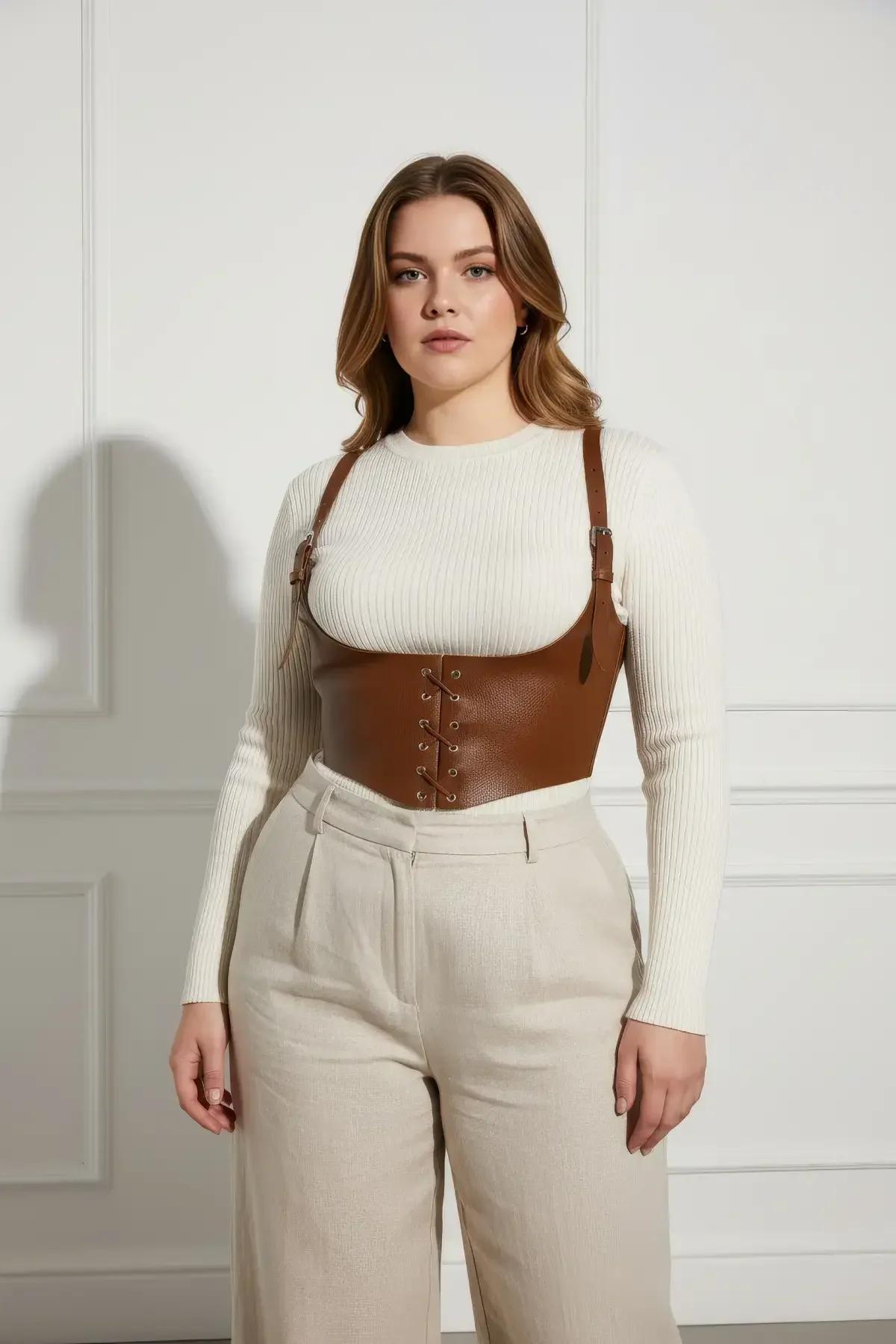 ខ្សែរុំខ្លួន Corset ក្រោមទ្រូងជាមួយខ្សែស្មា