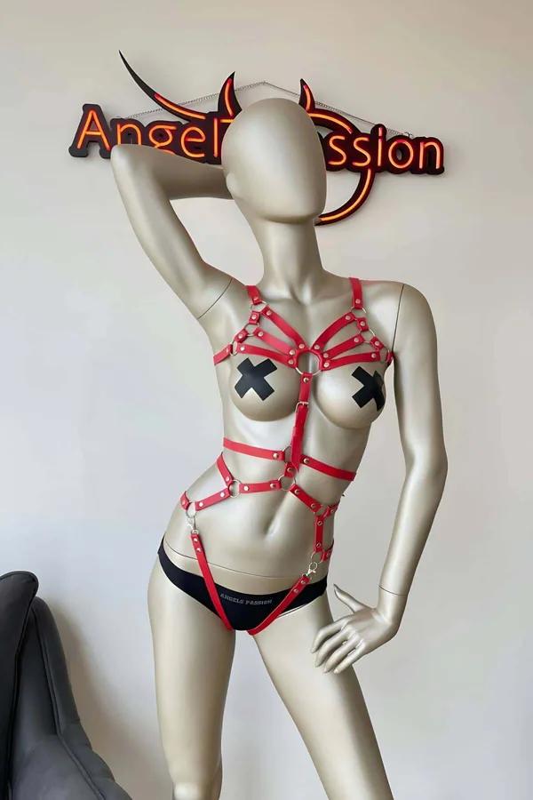 ខ្សែរុំពេញខ្លួនស្បែក PU ពណ៌ក្រហមទទឹម តុបតែងកងមូល