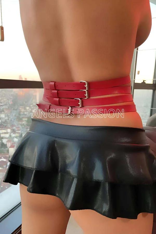 ខ្សែក្រវ៉ាត់ចង្កេះម៉ូដស៊ិចស៊ី ខ្សែរឹតក្រហម សម្រាប់នារីទាន់សម័យ