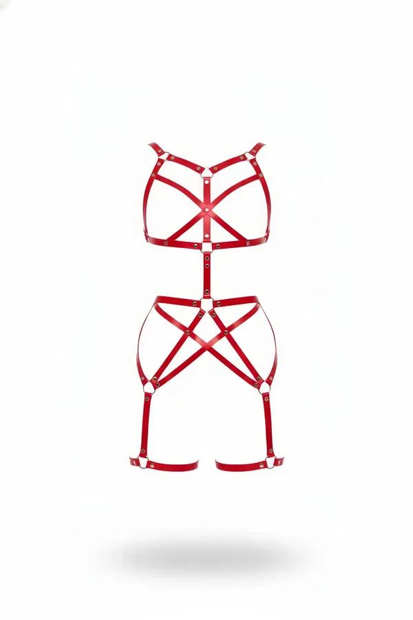 Full Body Harness with T-Shape Design Red